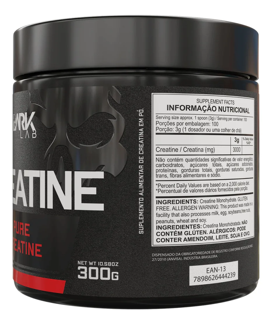 Creatina Monohidratada em Pote 300g 100% Pura Dark Lab