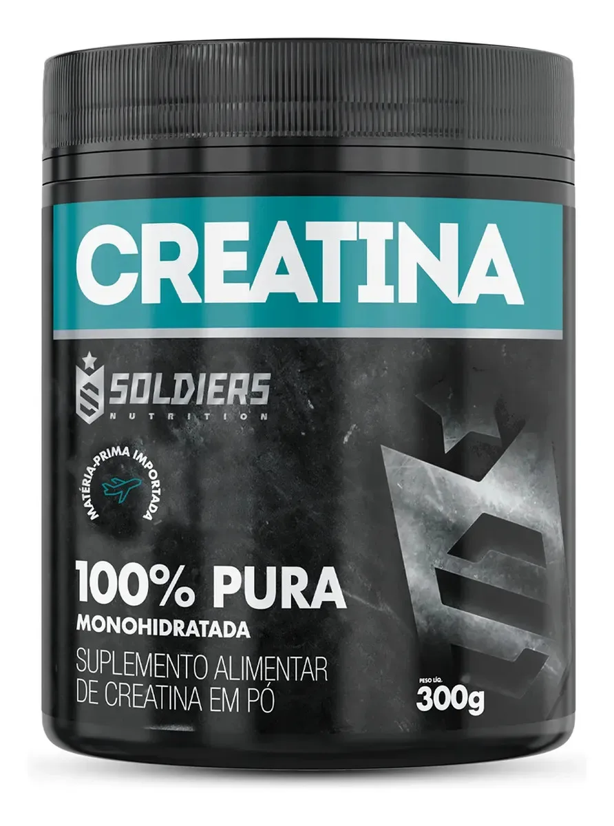 Creatina Monohidratada Pote 300g Soldiers Nutrition 100% Pura Importada Performance Músculo Treino