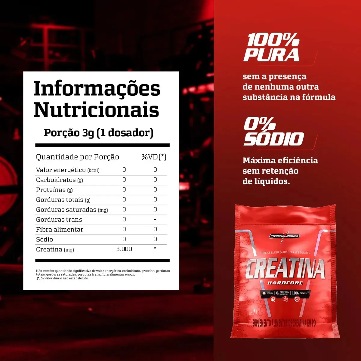 Creatina 100% Pura Pouch 1Kg Integralmédica
