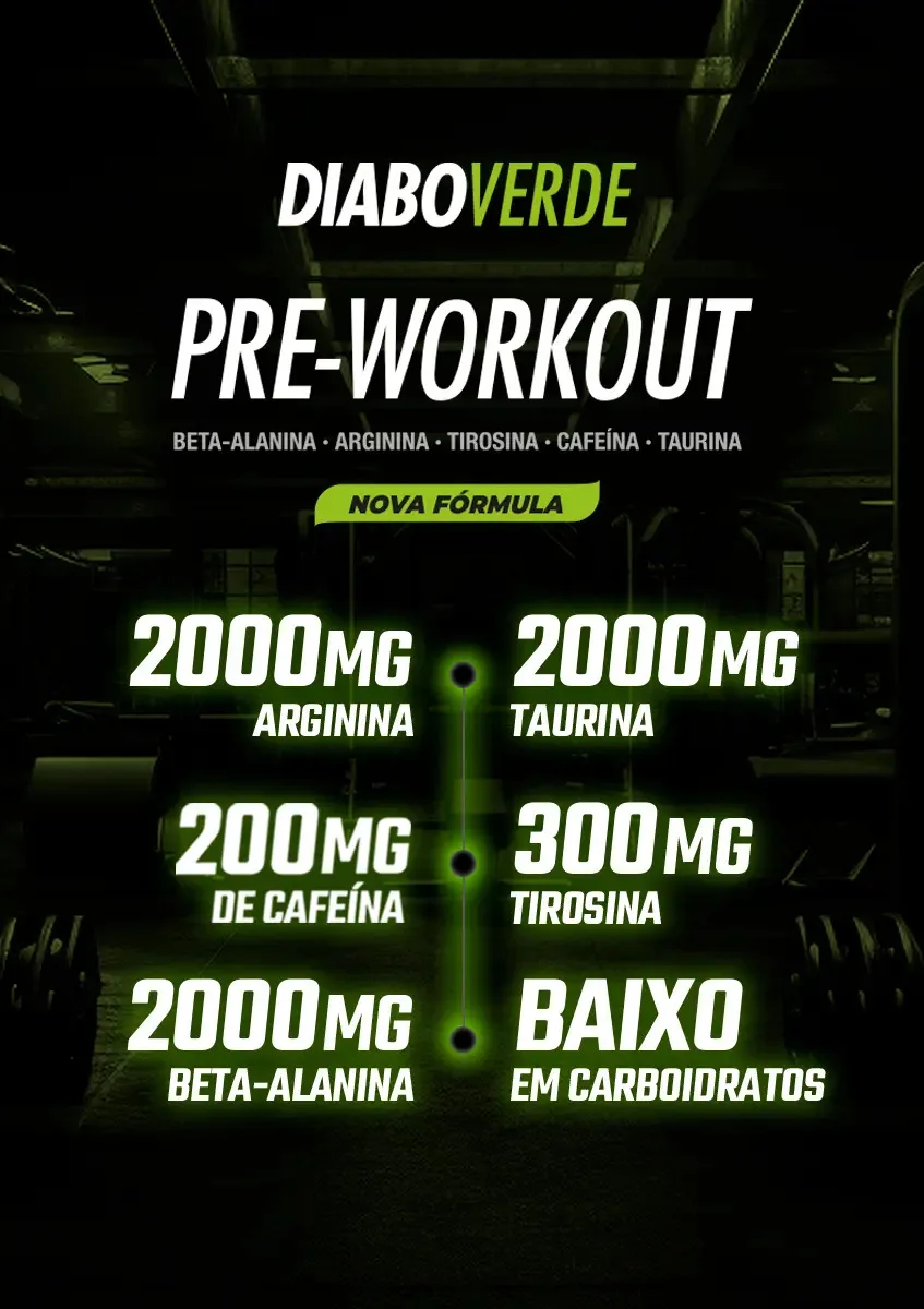Suplemento Em Pó Pre Treino Pre Workout 300g Sabor Maça Verde FTW - DIABO VERDE