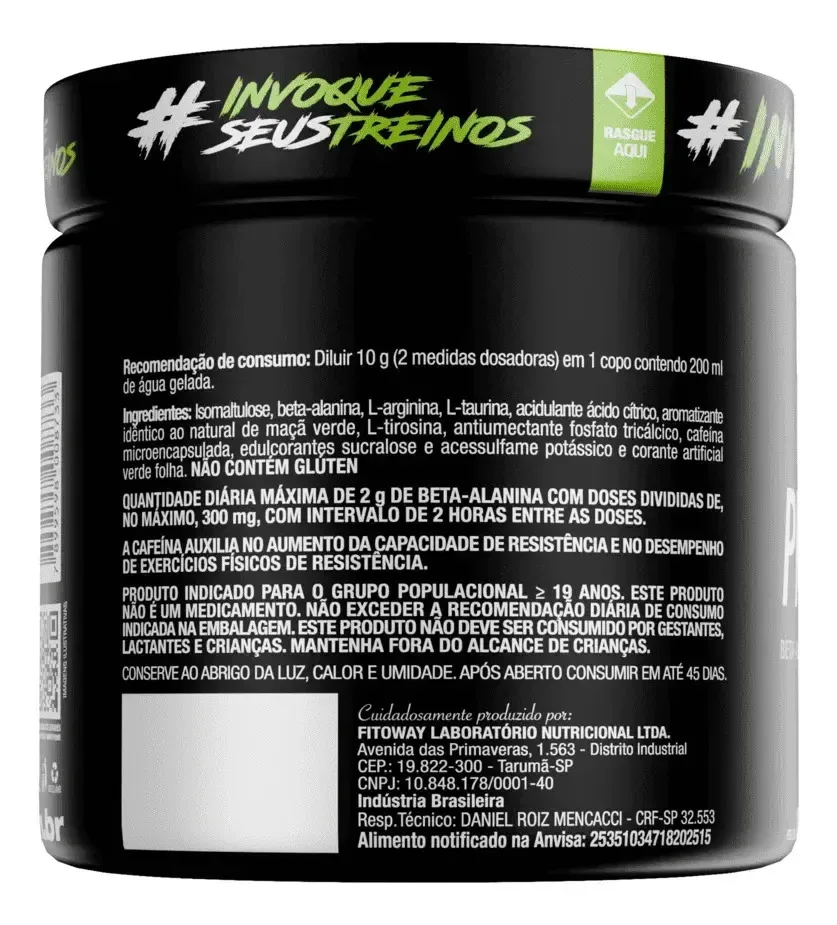 Suplemento Em Pó Pre Treino Pre Workout Pote 150g Sabor Maça Verde FTW - DIABO VERDE