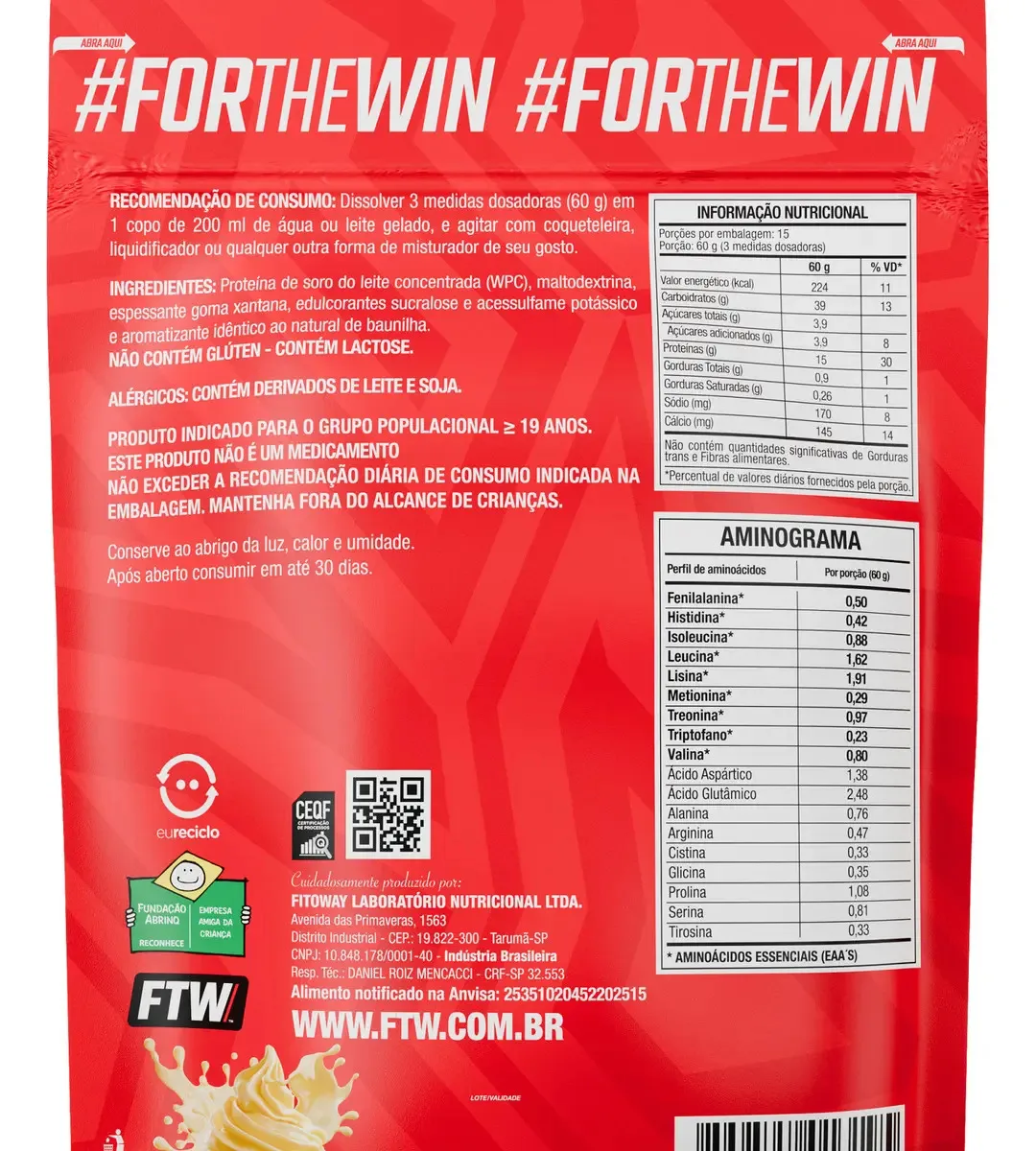 Whey Ultra Protein Concentrado Refil 900g Sabor Baunilha - FTW