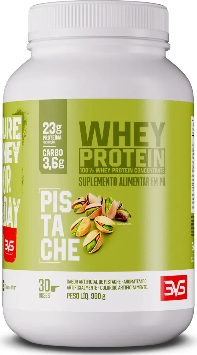 100% Whey Protein Concentrado 900g Sabor: Pistache - Proteína 100% Pura - 3VS Nutrition