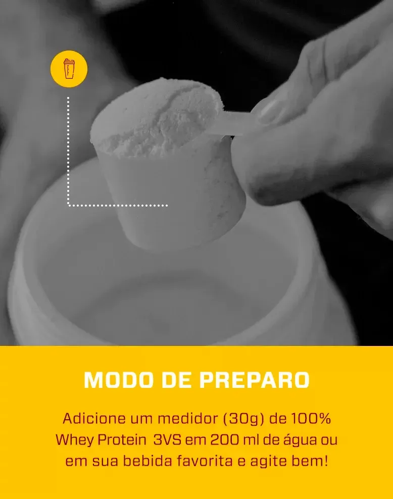 100% Whey Protein Concentrado 900g Sabor: Baunilha - Proteína 100% Pura - 3VS Nutrition