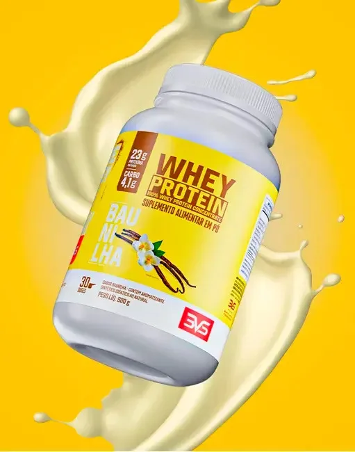 100% Whey Protein Concentrado 900g Sabor: Baunilha - Proteína 100% Pura - 3VS Nutrition