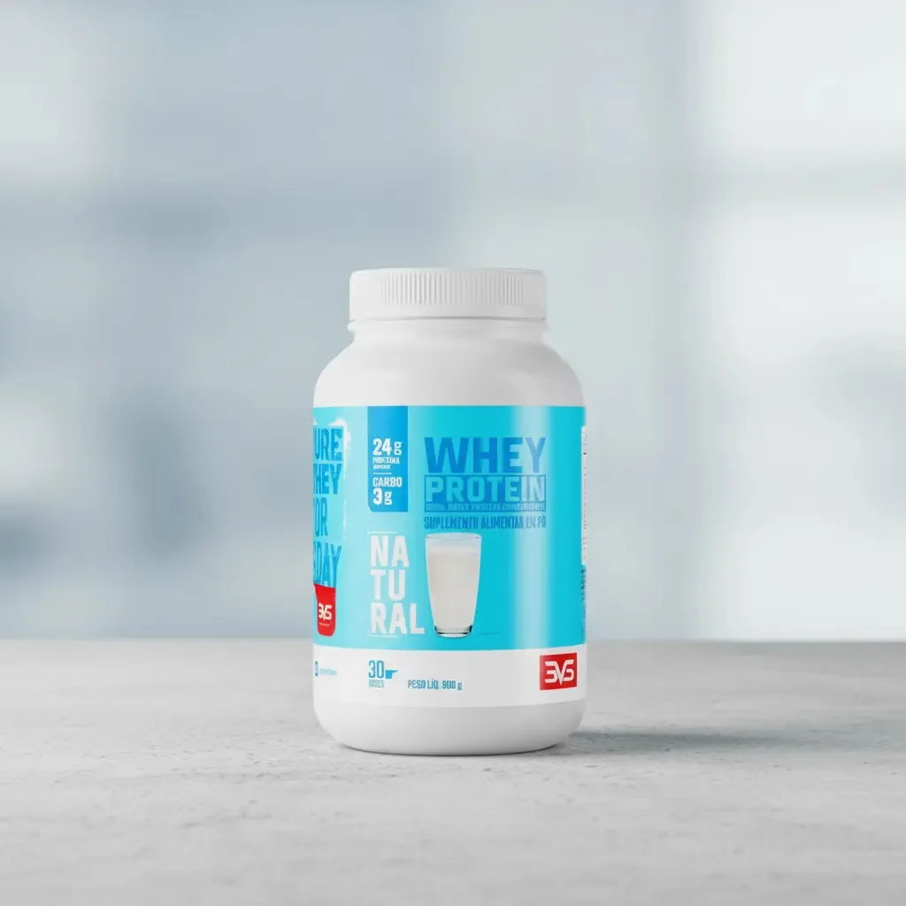 100% Whey Protein Concentrado 900g Sabor Natural - Proteína 100% Pura - 3VS Nutrition