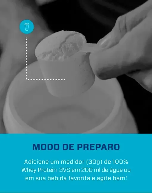 100% Whey Protein Concentrado 900g Sabor Natural - Proteína 100% Pura - 3VS Nutrition