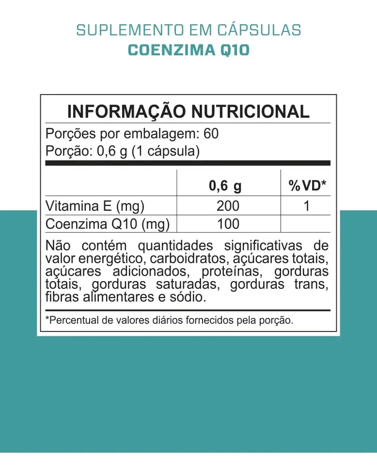 Coenzima Q10 Ubiquinol - Fórmula Avançada com 100mg de Coenzima por Cápsula MCT e Vitamina E - 60 Cápsulas