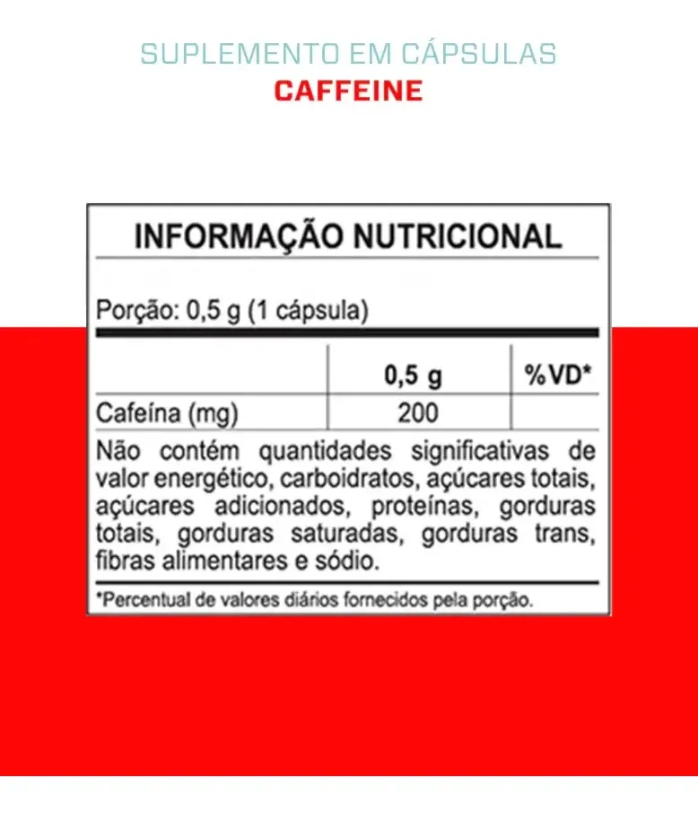 Cafeína 200mg - Fórmula com Máxima Concentração e Pureza - 120 cápsulas