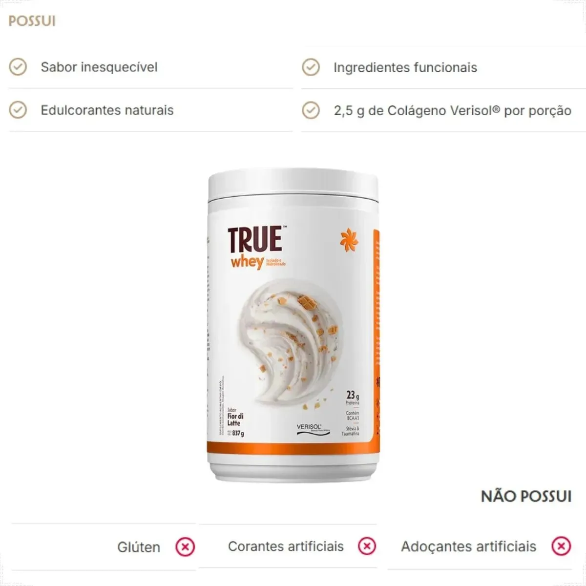 Proteina True Whey Fior Di Latte 837g -. True Source