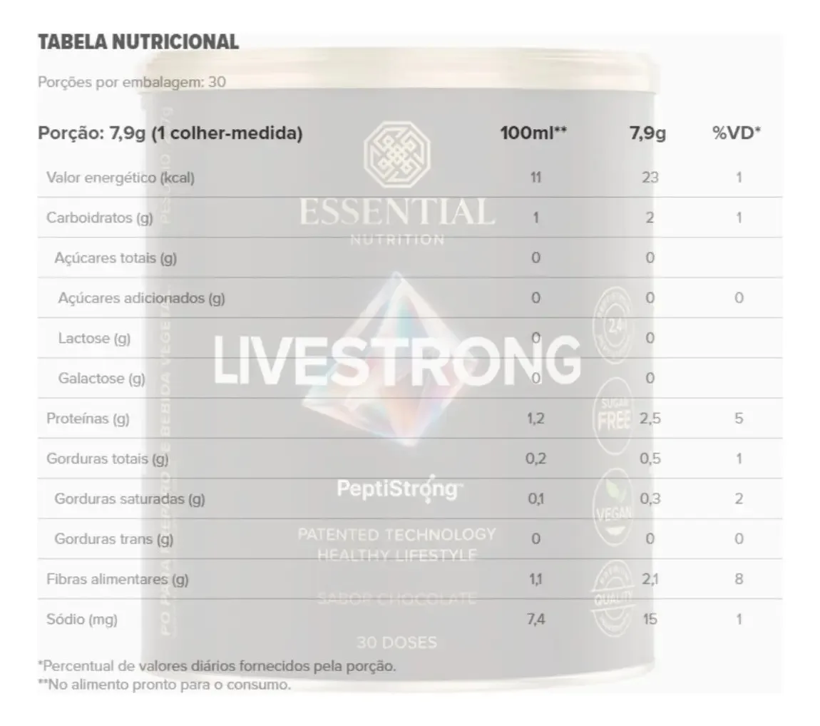 Livestrong Peptistrong 237g Chocolate - Essential Nutrition
