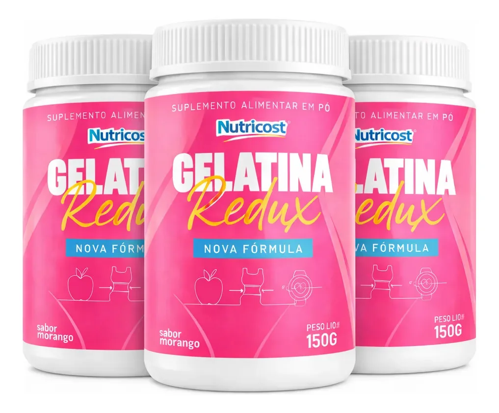 Gelatina Redux 150g Nutricost Sabor Morango Envio Flex