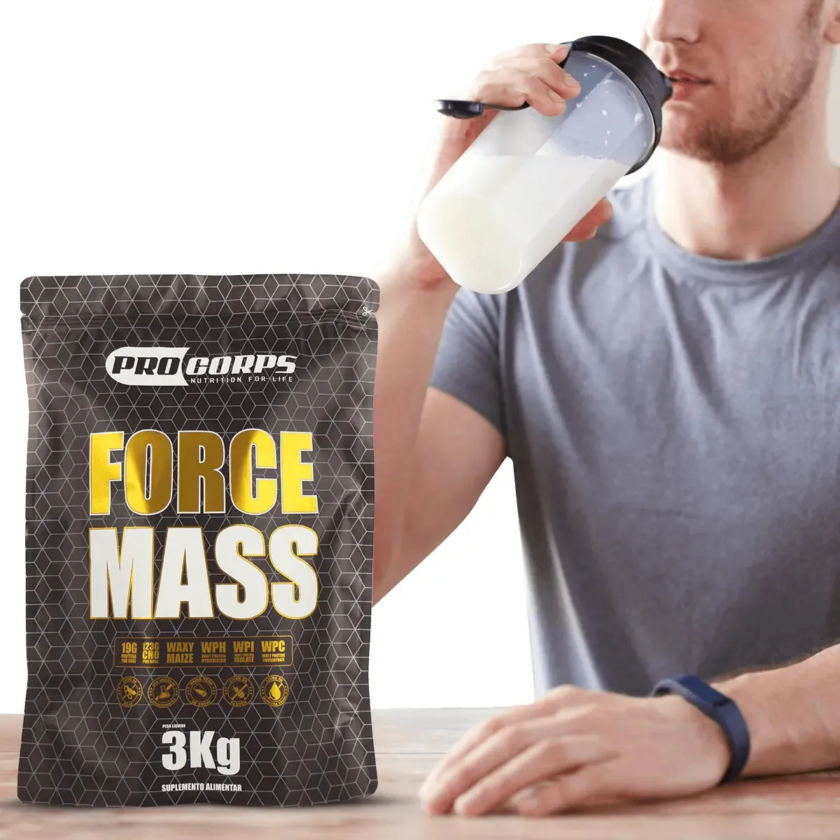 Hipercalórico 3kg Sabor Chocolate Pro Corps Suplemento Esportivo