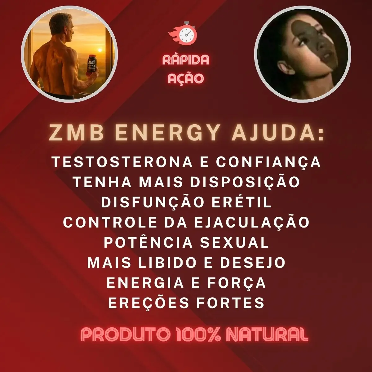 Suplemento Masculino Natural Energia Diária 60 Cáps / 1000mg