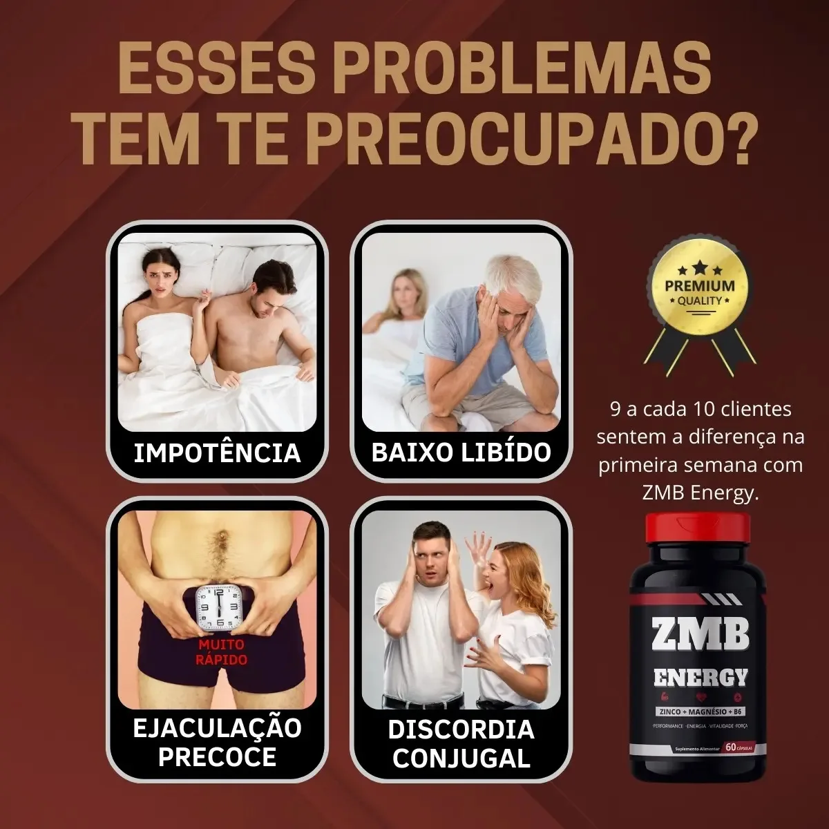 Suplemento Masculino Natural Energia Diária 60 Cáps / 1000mg