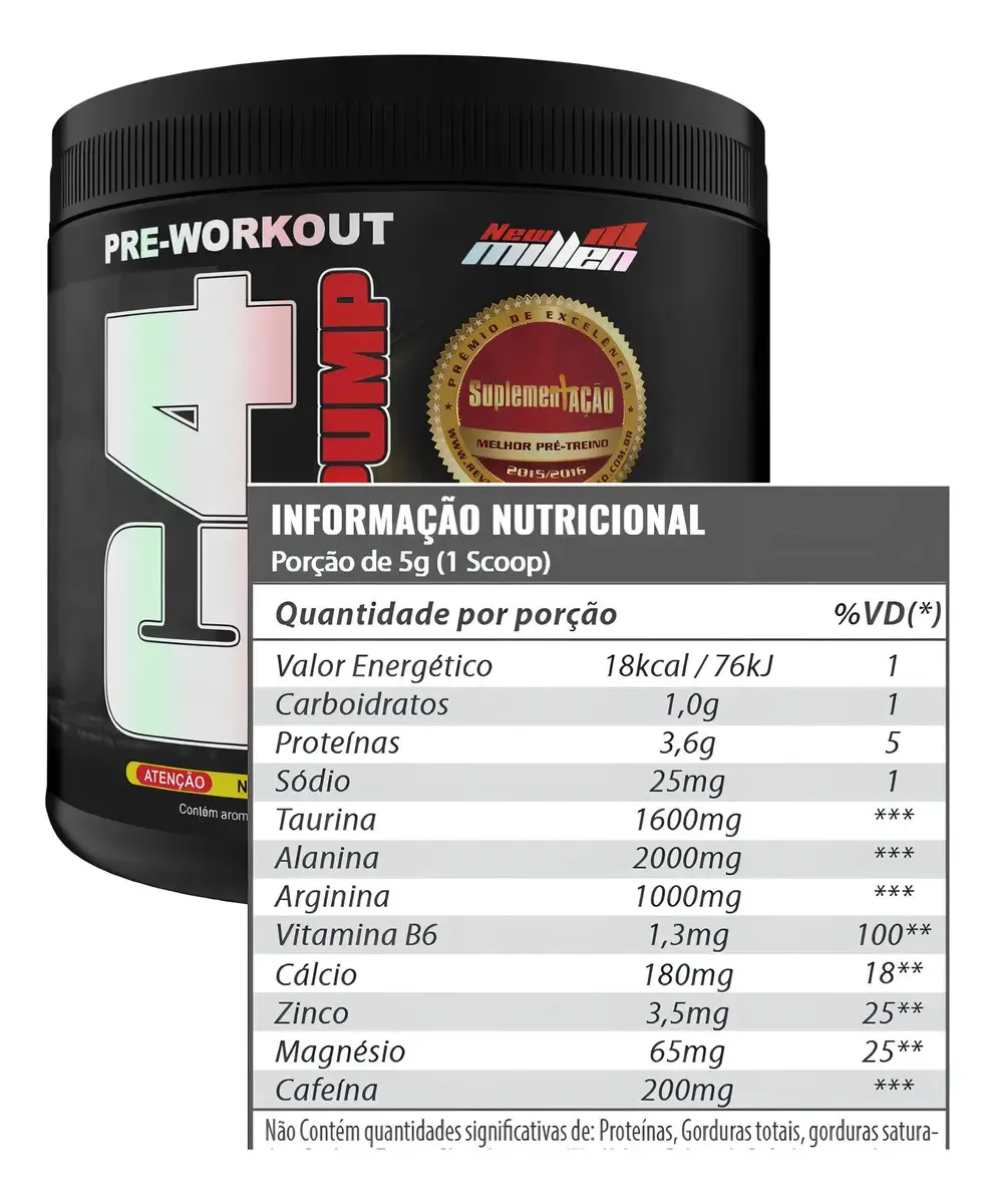 Suplemento em Pó C4 Beta Pump 225g New Millen Sabor Limão