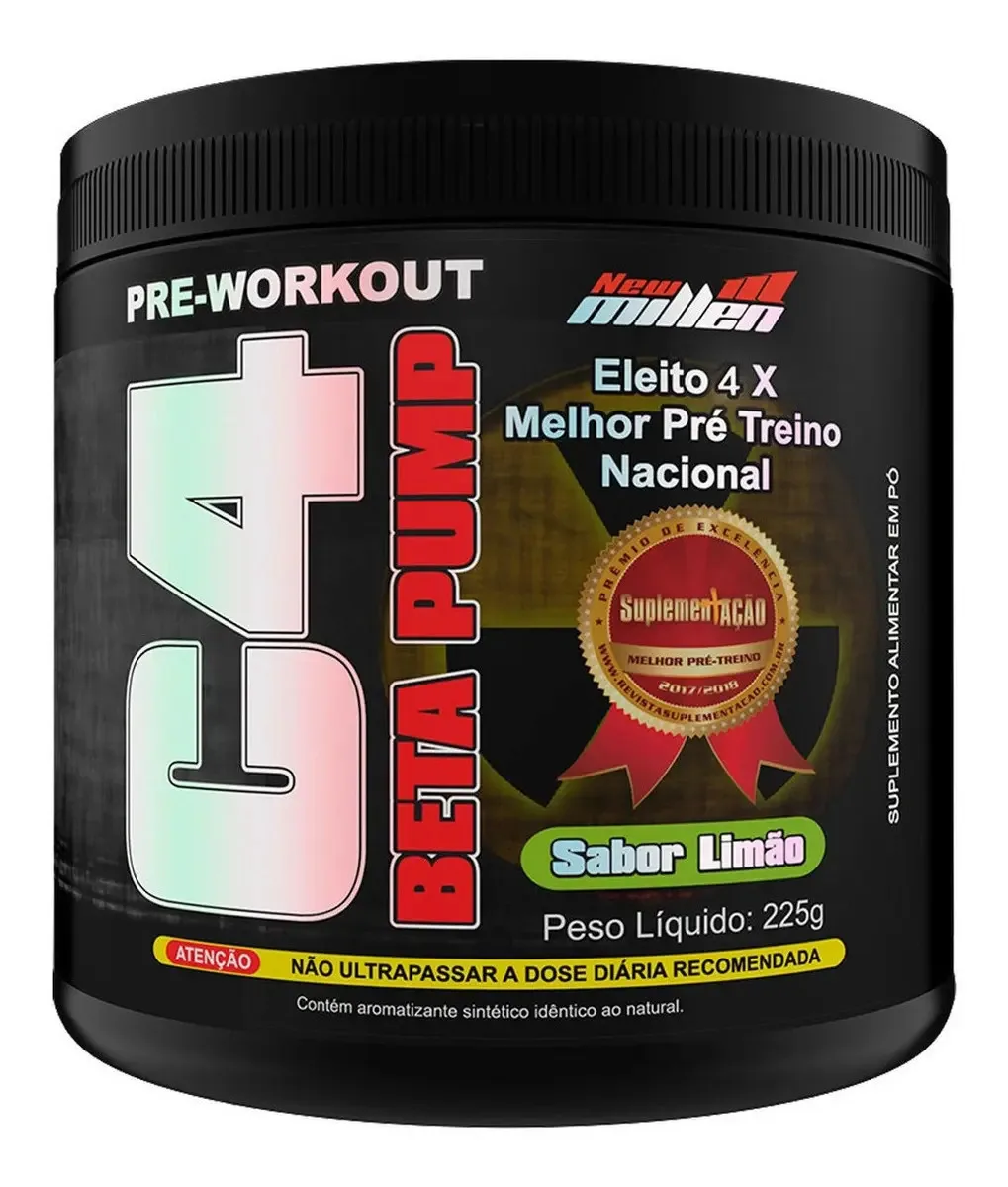 Suplemento em Pó C4 Beta Pump 225g New Millen Sabor Limão