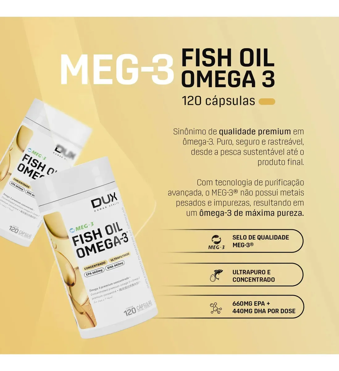 Fish Oil Ômega 3 Sem Sabor 120 Cápsulas – Dux Human Health