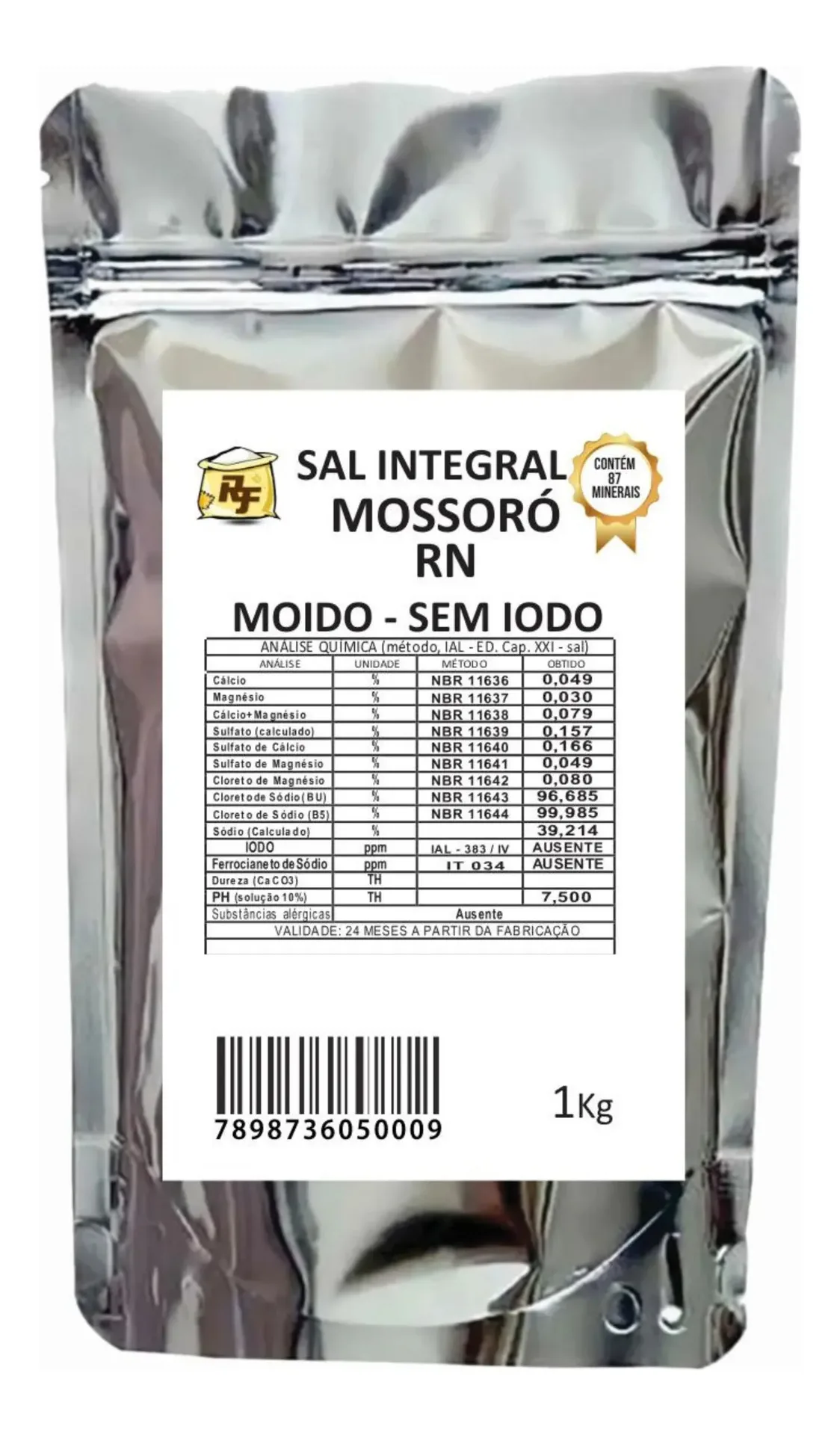 Sal Integral Orgânico Sem Iodo - 1 Kg