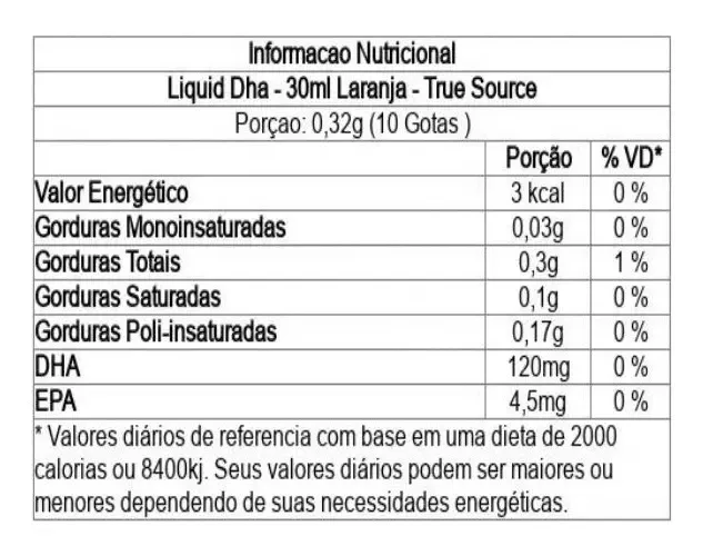 Multivitamínico Dha Liquido 30 ml True Source Sabor Laranja