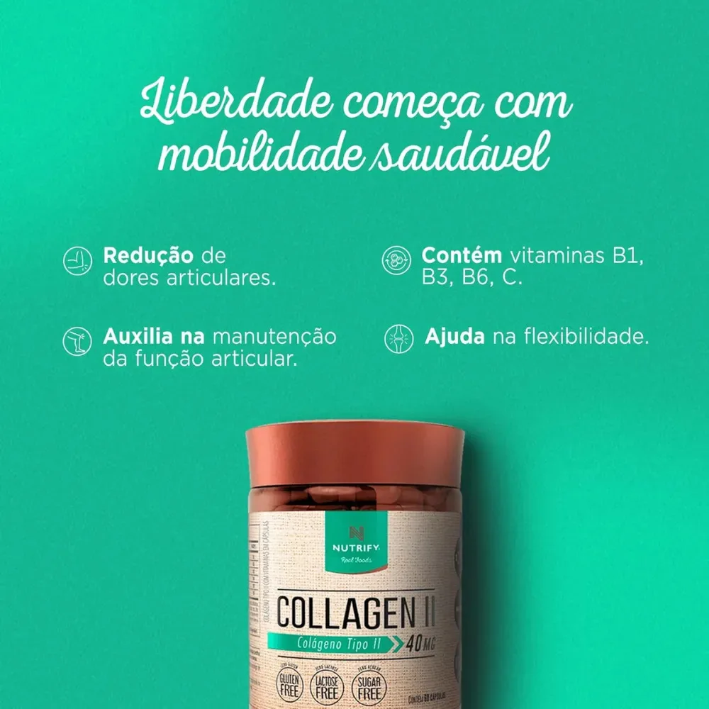 Collagen Tipo II 40mg 60 Cápsulas Nutrify