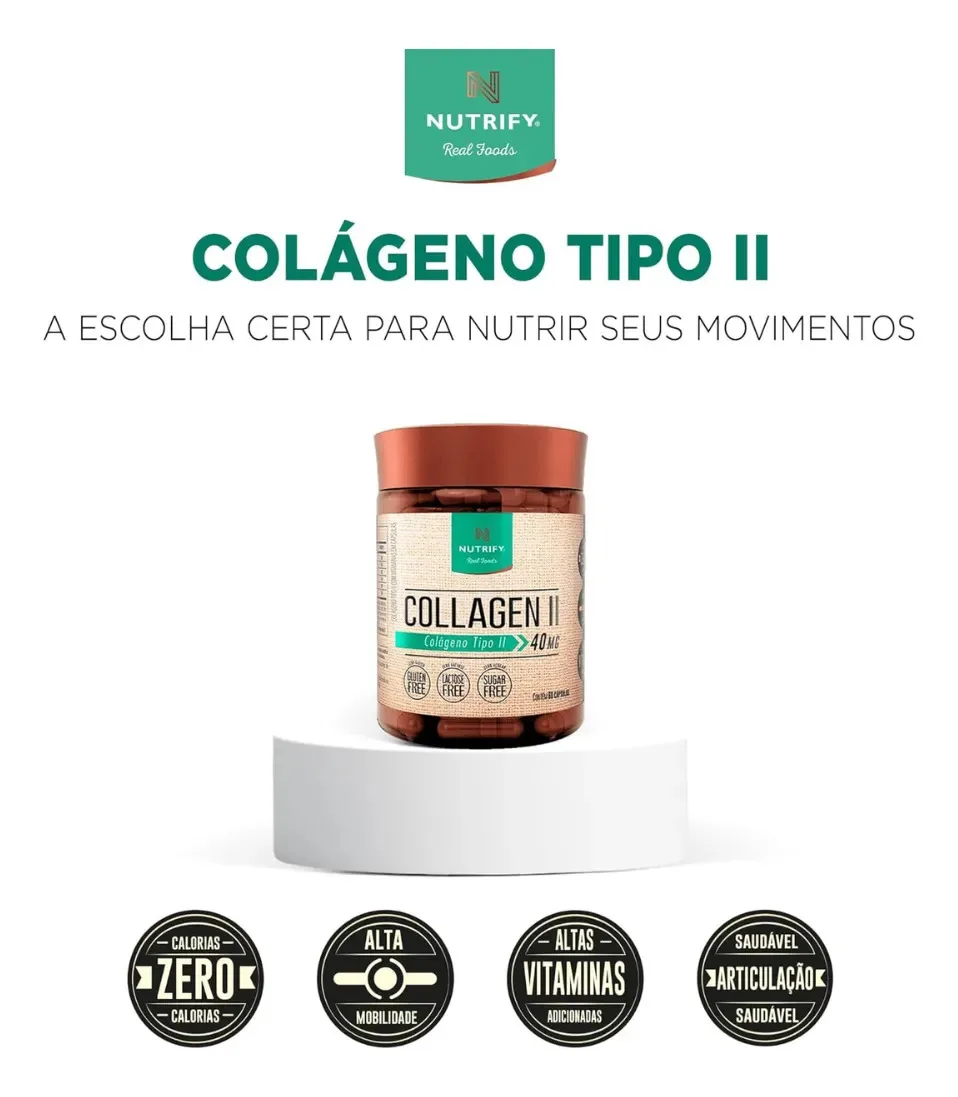 Collagen Tipo II 40mg 60 Cápsulas Nutrify