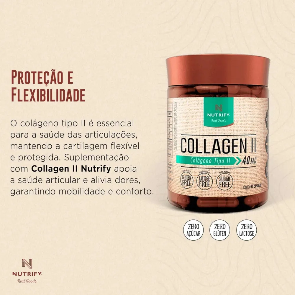 Collagen Tipo II 40mg 60 Cápsulas Nutrify