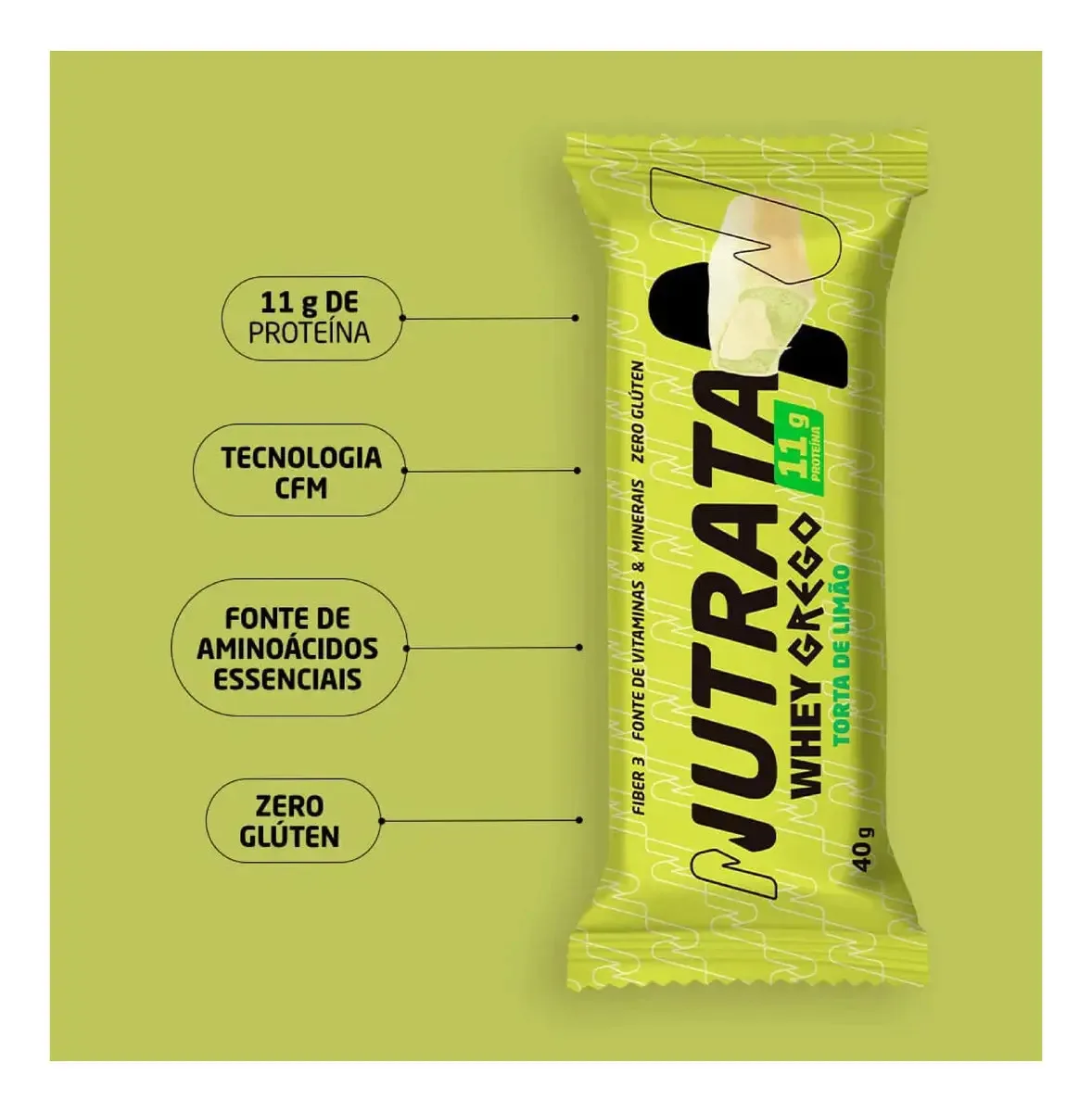 Barra Whey Grego 40g Display com 12 unidades Torta de Limão Nutrata