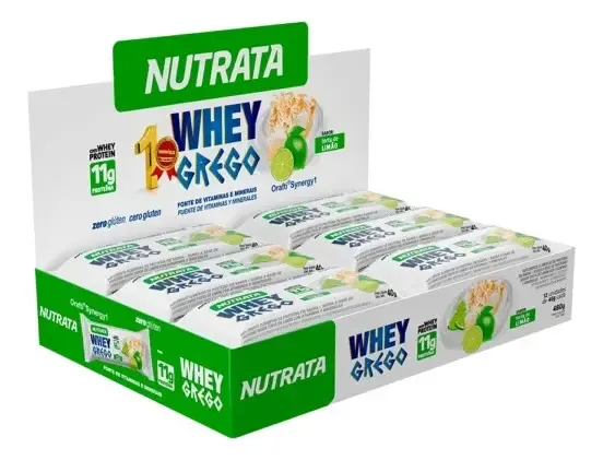 Barra Whey Grego 40g Display com 12 unidades Torta de Limão Nutrata