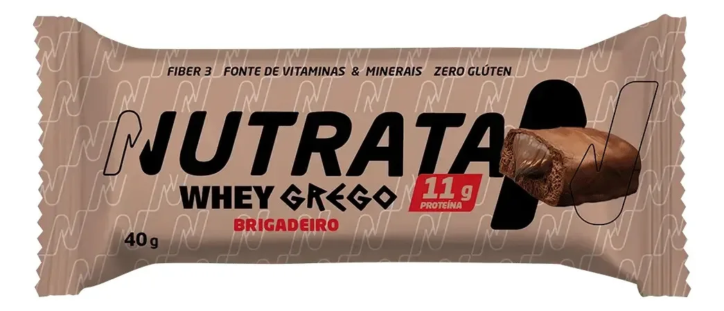 Barra Whey Grego 40g Display com 12 unidades Brigadeiro Nutrata