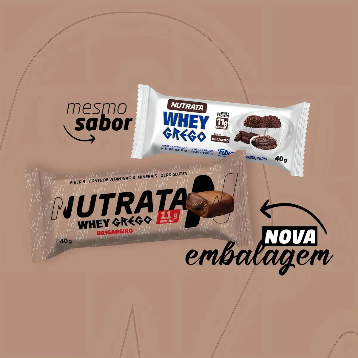 Barra Whey Grego 40g Display com 12 unidades Brigadeiro Nutrata