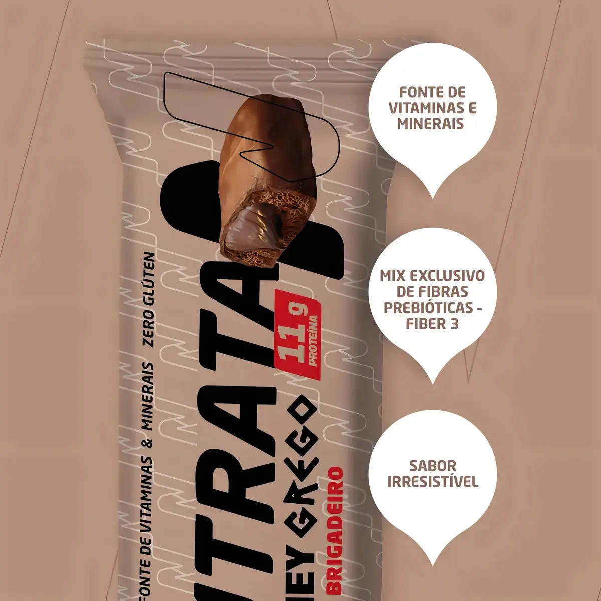 Barra Whey Grego 40g Display com 12 unidades Brigadeiro Nutrata