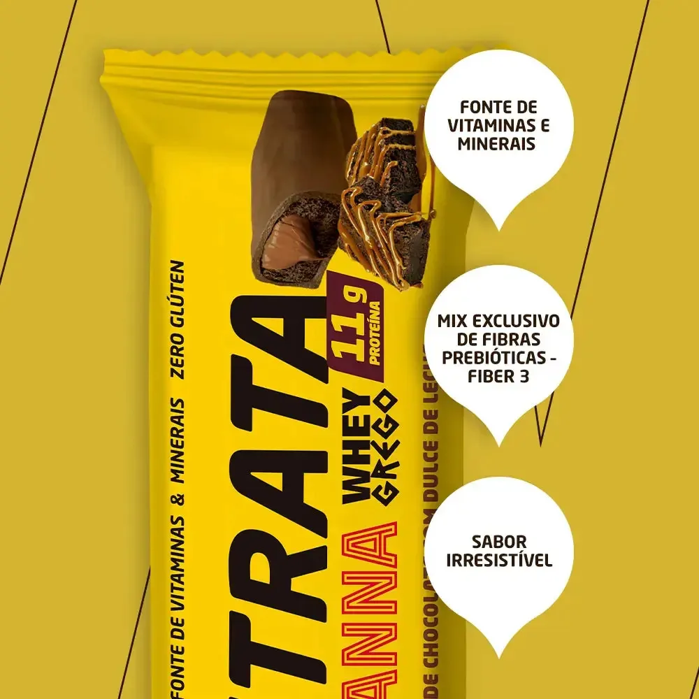 Whey Grego Bar (caixa 12 Unidades) - Nutrata Barra Proteina Sabor Doce de leite Havanna