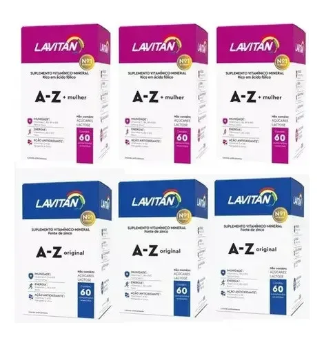 Kit 6 Meses Imunidade Lavitan Homem E Mulher A-z Com 60 Comp Sabor