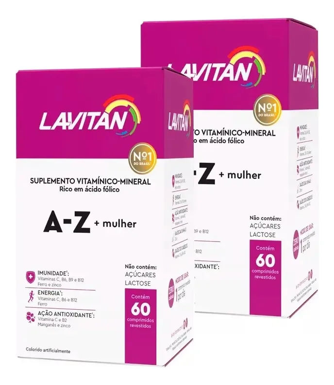 2x Multivitaminico Lavitan Mulher 60 Capsulas - Cimed Sabor Sem Sabor