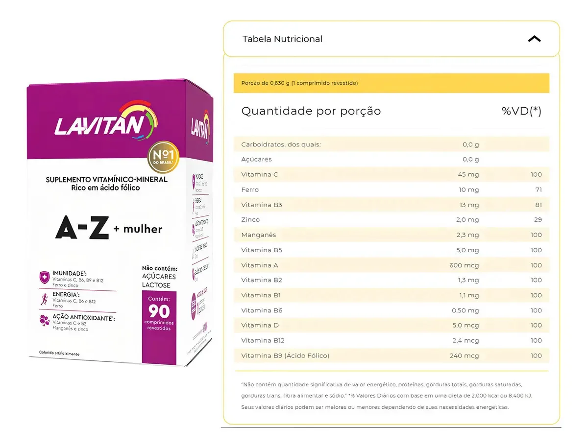 2x Multivitaminico Lavitan Mulher 60 Capsulas - Cimed Sabor Sem Sabor