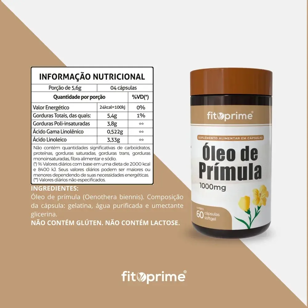 Óleo De Prímula 1000mg 60 Cápsulas Fitoprime Sabor Sem sabor