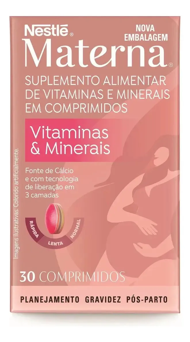 Materna Nestlé 30 Cps Suplemento Essenciais Para Mãe E Bebê