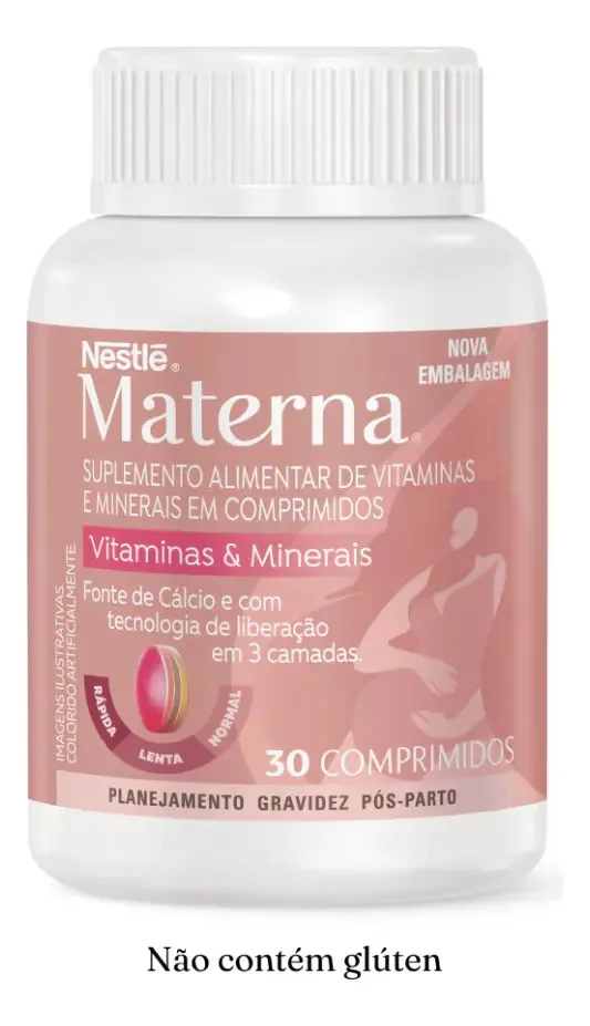 Materna Nestlé 30 Cps Suplemento Essenciais Para Mãe E Bebê